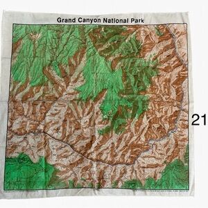 Vintage 1995 Grand Canyon National Park Map Bandana Printed Image Nature Facts